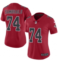 Women's Nike Atlanta Falcons #74 Ty Sambrailo Limited Red Rush Vapor Untouchable NFL Jersey
