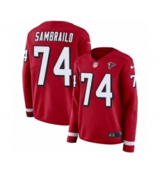 Women's Nike Atlanta Falcons #74 Ty Sambrailo Limited Red Therma Long Sleeve NFL Jersey