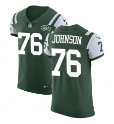 Men's Nike New York Jets #76 Wesley Johnson Elite Green Team Color NFL Jersey