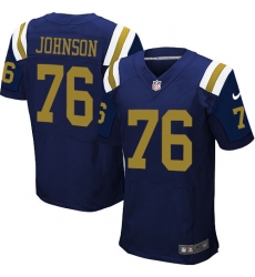 Men's Nike New York Jets #76 Wesley Johnson Elite Navy Blue Alternate NFL Jersey