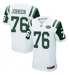 Men's Nike New York Jets #76 Wesley Johnson Elite White NFL Jersey