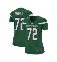 Women's New York Jets #72 Brandon Shell Game Green Team Color Football Jersey