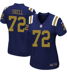 Women's Nike New York Jets #72 Brandon Shell Elite Navy Blue Alternate NFL Jersey