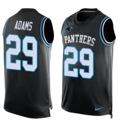 Men's Nike Carolina Panthers #29 Mike Adams Elite Black Player Name & Number Tank Top NFL Jersey