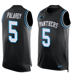 Men's Nike Carolina Panthers #5 Michael Palardy Elite Black Player Name & Number Tank Top NFL Jersey