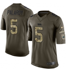 Men's Nike Carolina Panthers #5 Michael Palardy Elite Green Salute to Service NFL Jersey