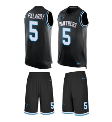 Men's Nike Carolina Panthers #5 Michael Palardy Limited Black Tank Top Suit NFL Jersey
