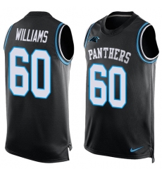 Men's Nike Carolina Panthers #60 Daryl Williams Elite Black Player Name & Number Tank Top NFL Jersey
