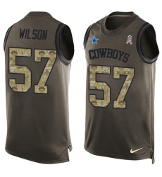 Men's Nike Dallas Cowboys #57 Damien Wilson Limited Green Salute to Service Tank Top NFL Jersey