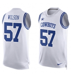 Men's Nike Dallas Cowboys #57 Damien Wilson Limited White Player Name & Number Tank Top NFL Jersey