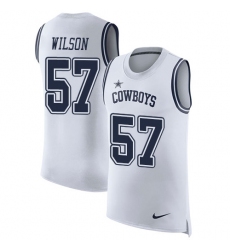 Men's Nike Dallas Cowboys #57 Damien Wilson White Rush Player Name & Number Tank Top NFL Jersey