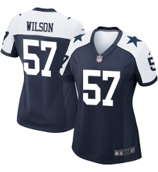 Women's Nike Dallas Cowboys #57 Damien Wilson Game Navy Blue Throwback Alternate NFL Jersey