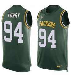 Men's Nike Green Bay Packers #94 Dean Lowry Limited Green Player Name & Number Tank Top NFL Jersey