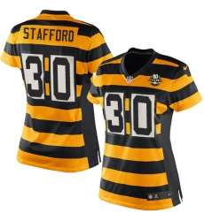 Women's Nike Pittsburgh Steelers #30 Daimion Stafford Elite Yellow/Black Alternate 80TH Anniversary Throwback NFL Jersey