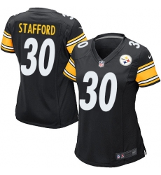 Women's Nike Pittsburgh Steelers #30 Daimion Stafford Game Black Team Color NFL Jersey