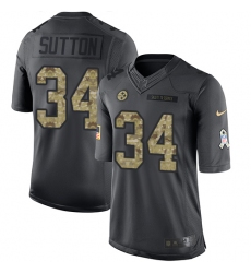 Men's Nike Pittsburgh Steelers #34 Cameron Sutton Limited Black 2016 Salute to Service NFL Jersey