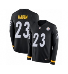 Youth Nike Pittsburgh Steelers #23 Joe Haden Limited Black Therma Long Sleeve NFL Jersey