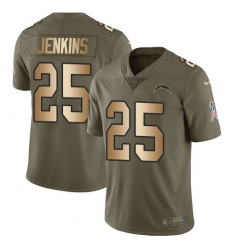 Men's Nike Los Angeles Chargers #25 Rayshawn Jenkins Limited Olive/Gold 2017 Salute to Service NFL Jersey