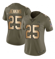 Women's Nike Los Angeles Chargers #25 Rayshawn Jenkins Limited Olive/Gold 2017 Salute to Service NFL Jersey
