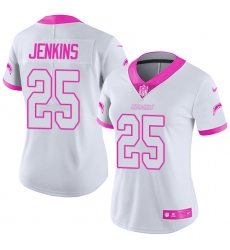 Women's Nike Los Angeles Chargers #25 Rayshawn Jenkins Limited White/Pink Rush Fashion NFL Jersey