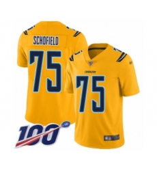 Men's Los Angeles Chargers #75 Michael Schofield Limited Gold Inverted Legend 100th Season Football Jersey