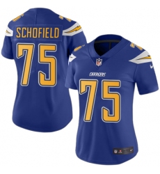 Women's Nike Los Angeles Chargers #75 Michael Schofield Limited Electric Blue Rush Vapor Untouchable NFL Jersey