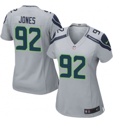 Women's Nike Seattle Seahawks #92 Nazair Jones Game Grey Alternate NFL Jersey