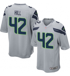 Men's Nike Seattle Seahawks #42 Delano Hill Game Grey Alternate NFL Jersey