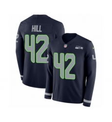 Men's Nike Seattle Seahawks #42 Delano Hill Limited Navy Blue Therma Long Sleeve NFL Jersey