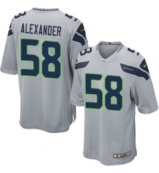 Men's Nike Seattle Seahawks #58 D.J. Alexander Game Grey Alternate NFL Jersey