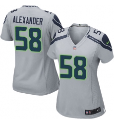 Women's Nike Seattle Seahawks #58 D.J. Alexander Game Grey Alternate NFL Jersey