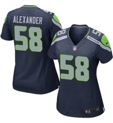 Women's Nike Seattle Seahawks #58 D.J. Alexander Game Navy Blue Team Color NFL Jersey