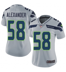 Women's Nike Seattle Seahawks #58 D.J. Alexander Grey Alternate Vapor Untouchable Elite Player NFL Jersey