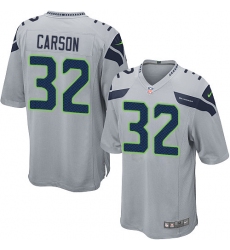 Men's Nike Seattle Seahawks #32 Chris Carson Game Grey Alternate NFL Jersey