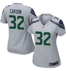 Women's Nike Seattle Seahawks #32 Chris Carson Game Grey Alternate NFL Jersey