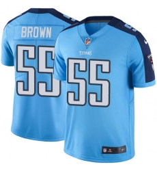 Men's Nike Tennessee Titans #55 Jayon Brown Elite Light Blue Rush Vapor Untouchable NFL Jersey