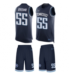 Men's Nike Tennessee Titans #55 Jayon Brown Limited Navy Blue Tank Top Suit NFL Jersey