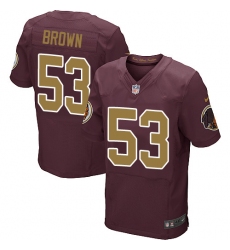 Men's Nike Washington Redskins #53 Zach Brown Elite Burgundy Red/Gold Number Alternate 80TH Anniversary NFL Jersey