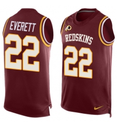 Men's Nike Washington Redskins #22 Deshazor Everett Limited Red Player Name & Number Tank Top NFL Jersey