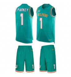 Men's Nike Miami Dolphins #1 Cody Parkey Limited Aqua Green Tank Top Suit NFL Jersey