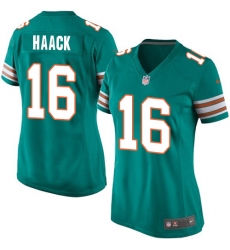 Women's Nike Miami Dolphins #16 Matt Haack Game Aqua Green Alternate NFL Jersey