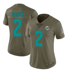 Women's Nike Miami Dolphins #2 Matt Haack Limited Olive 2017 Salute to Service NFL Jersey