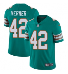 Men's Nike Miami Dolphins #42 Alterraun Verner Aqua Green Alternate Vapor Untouchable Limited Player NFL Jersey
