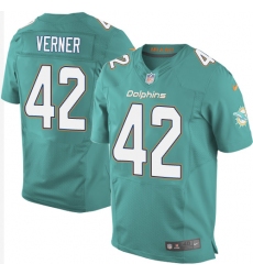 Men's Nike Miami Dolphins #42 Alterraun Verner Elite Aqua Green Team Color NFL Jersey