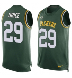 Men's Nike Green Bay Packers #29 Kentrell Brice Limited Green Player Name & Number Tank Top NFL Jersey