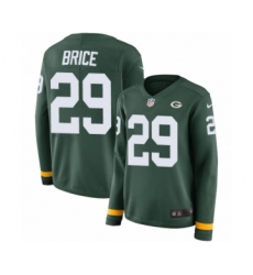 Women's Nike Green Bay Packers #29 Kentrell Brice Limited Green Therma Long Sleeve NFL Jersey