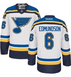 Women's Reebok St. Louis Blues #6 Joel Edmundson Authentic White Away NHL Jersey
