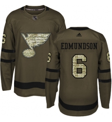 Youth Adidas St. Louis Blues #6 Joel Edmundson Premier Green Salute to Service NHL Jersey