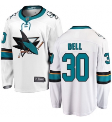 Men's San Jose Sharks #30 Aaron Dell Fanatics Branded White Away Breakaway NHL Jersey