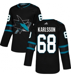 Youth Adidas San Jose Sharks #68 Melker Karlsson Premier Black Alternate NHL Jersey
